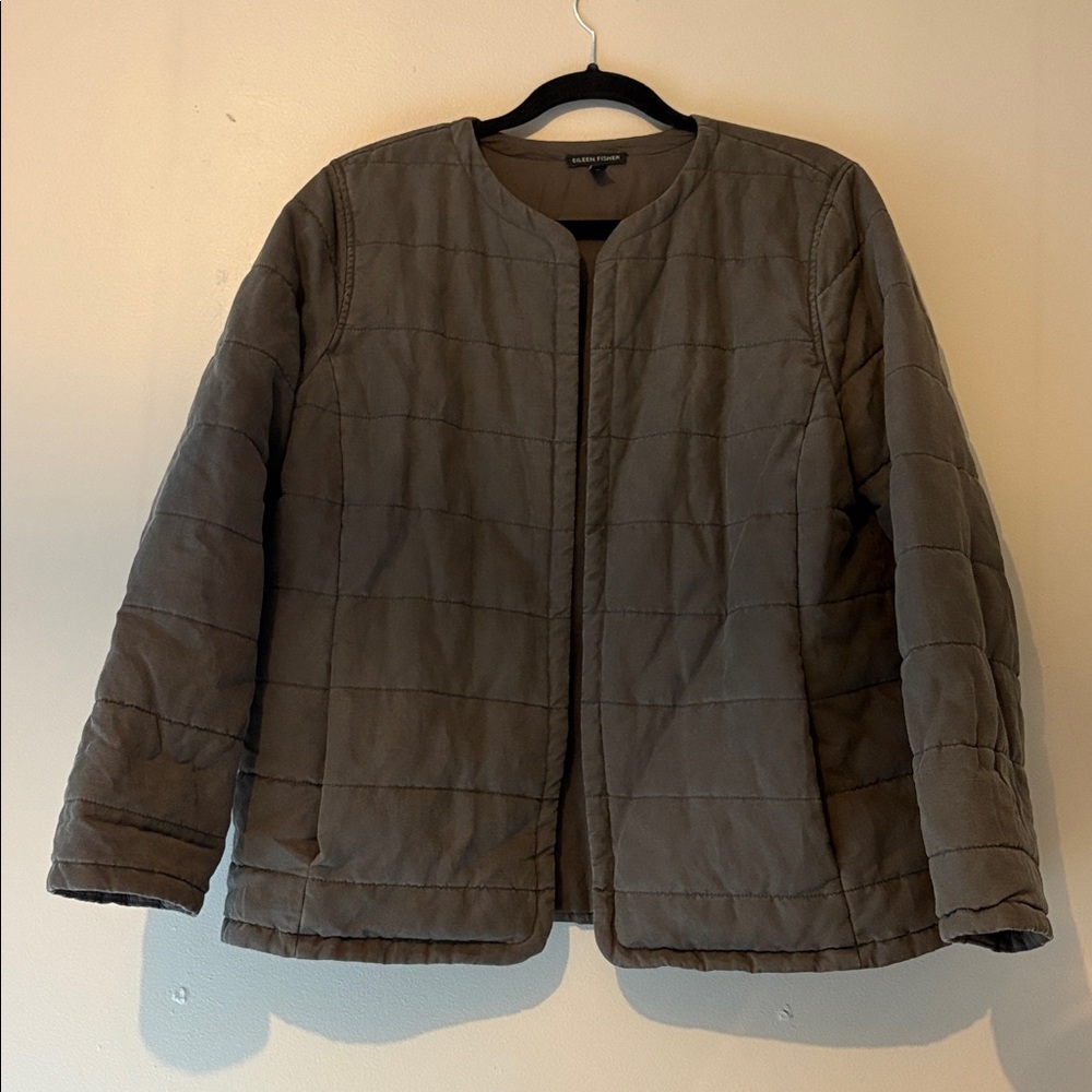 Eileen Fisher Quilted Jacket in black gray